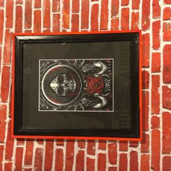 CUSTOM MATTED ZOMBIE SKULL ROSE FRAME