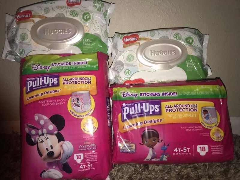 2 Huggies pull ups 4t-5t with 2 packs of wipes