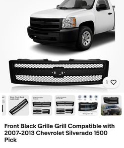 Front Black Grille Grill Compatible with 2007-2013 Chevrolet Silverado 1500