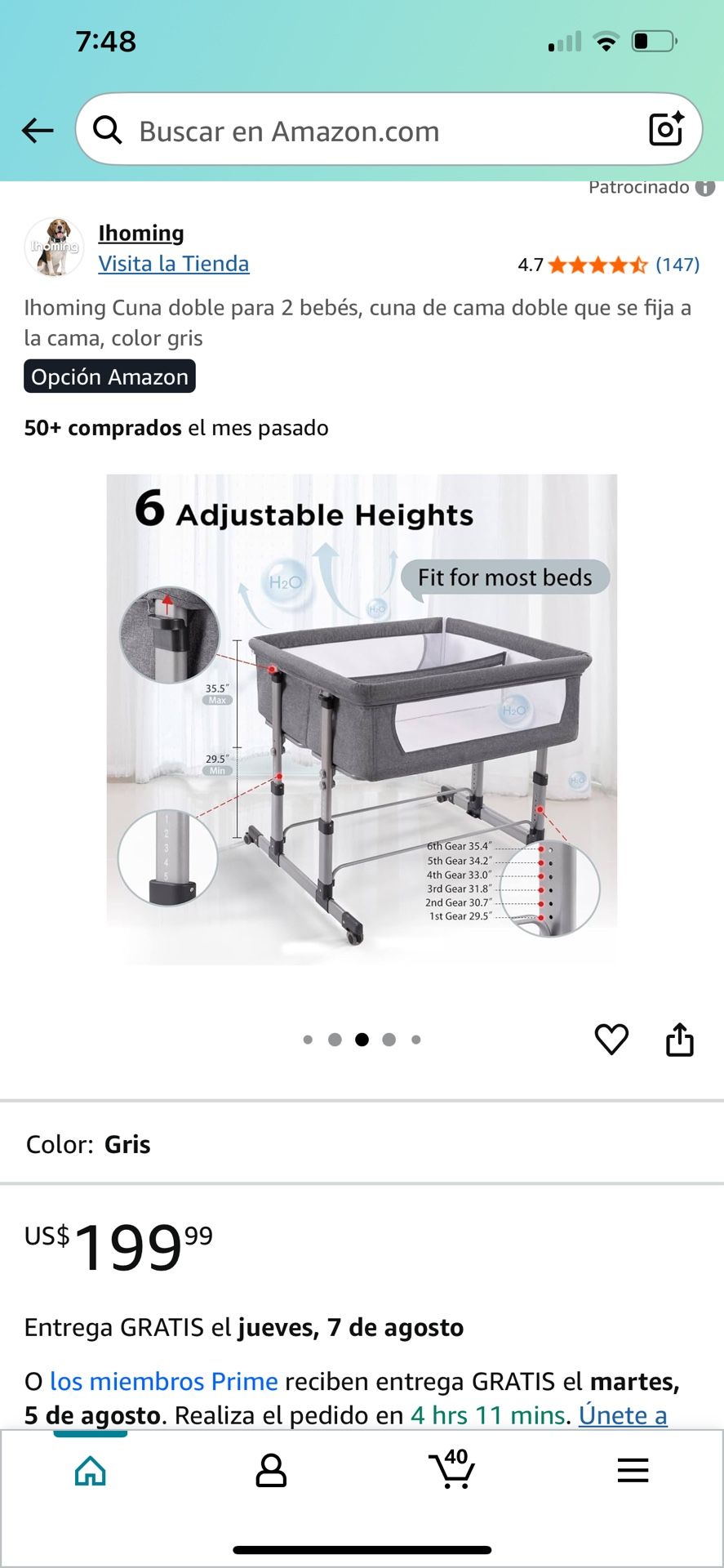Grey Baby Crib