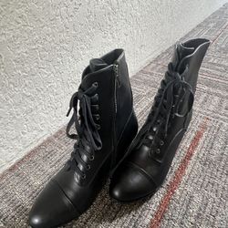 Gicoiz Women Round Toe Casual Lace Up Military Winter Chelsea Boots