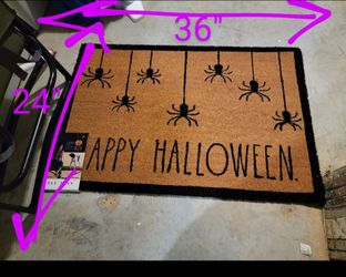 New, Large Halloween Spiders Coir Doormat 36" x 24"