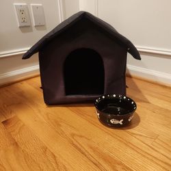 Small Water Resistance Cat Small Dog Bed And Dish