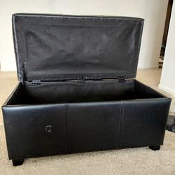 Black Leather Storage Ottoman – Great Condition