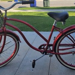 Red Beach Cruiser Bike