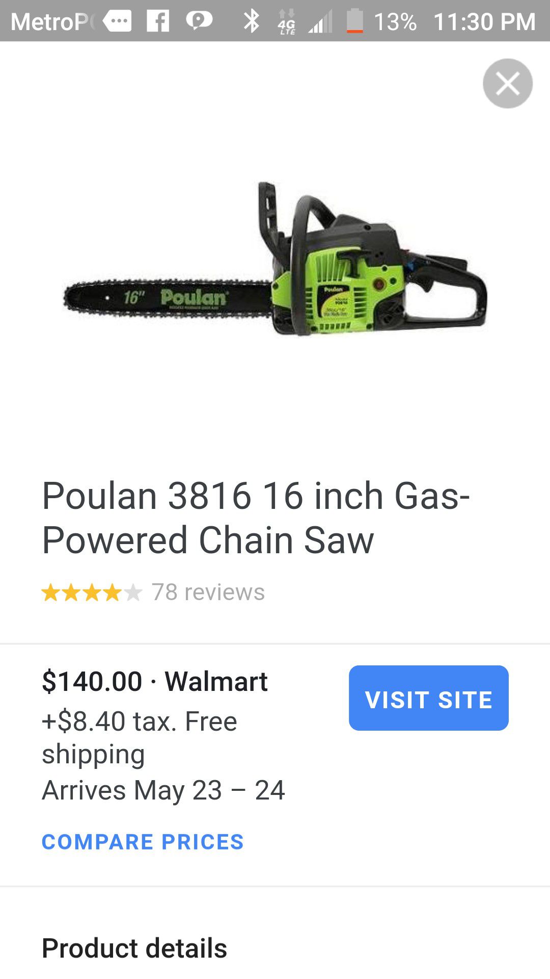 Poulan chainsaw(New)