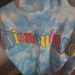 Disney Eats Macaron Spirit Jersey Full Zip Hoodie Adult WDW L Blue Tie Dye Puff
