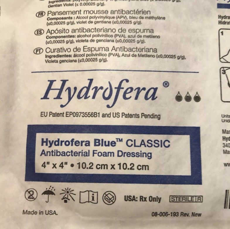 2 Count HB4415 Hydrofera Blue Bacteriostatic Foam Dressing 4" X 4" - HB 4415