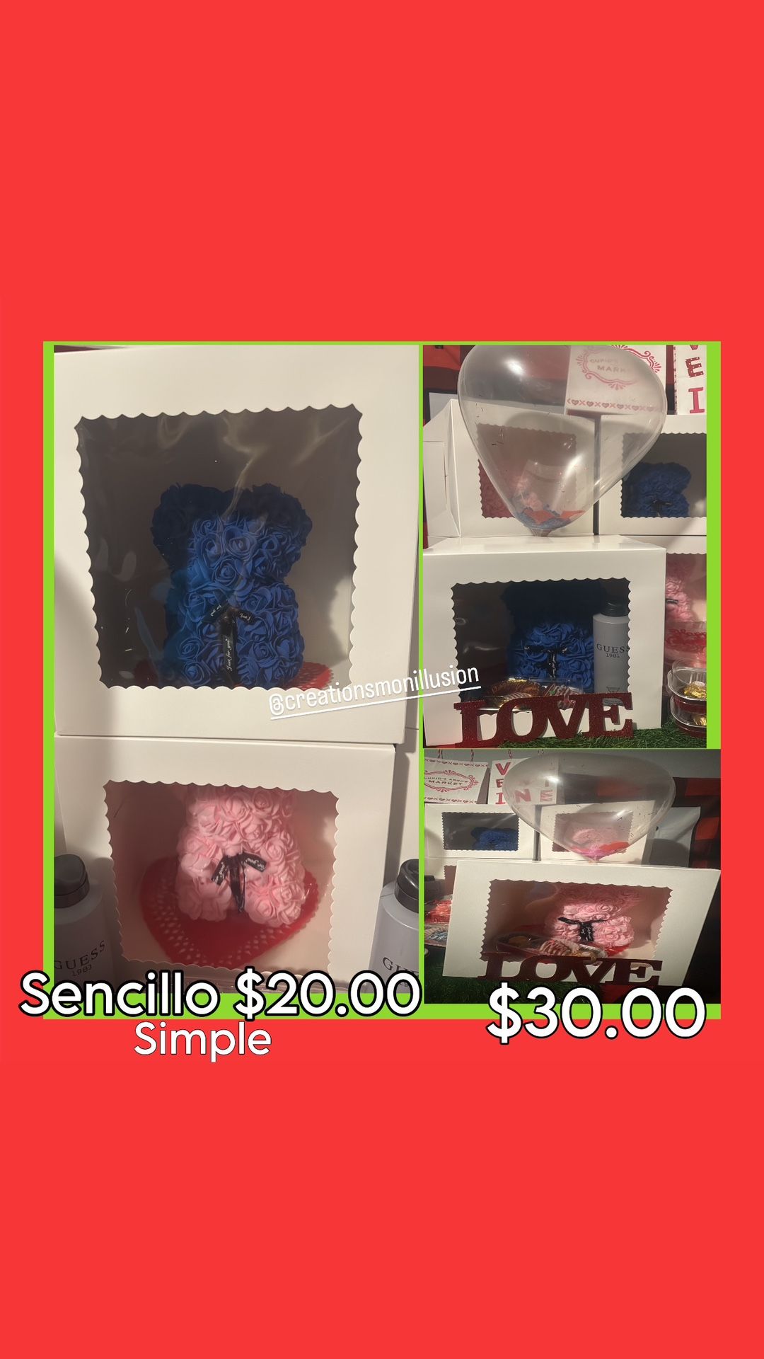 $20 Simple Or $30 With Extras Teddy bear Gift box Blue Or pink