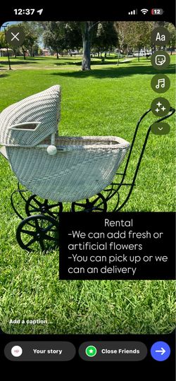 Vintage stroller for flower arrangement