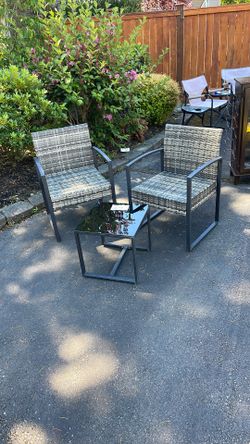 patio table and 2 chairs