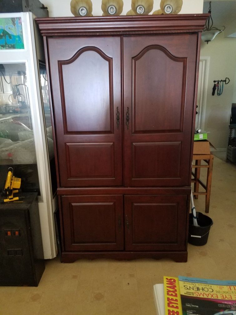 Beautiful dark cherry stained hutch