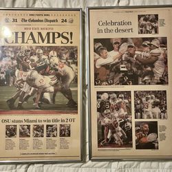 2 Framed 2003 Fiesta Bowl Champion Columbus Dispatch 22.5x13 Each