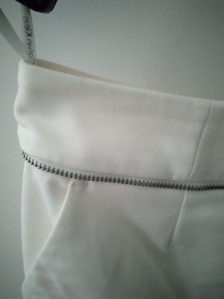 Calvin Klein White Skirt With Exposed Zipper