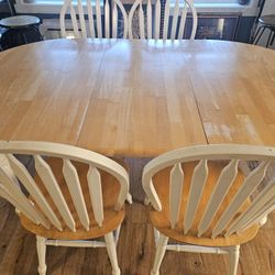 Farm Style Table And 4 Chairs (54x41x30) With Extension 72x41x30)