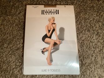 Wolford luxe 9 toeless tights, color gobi, size: S