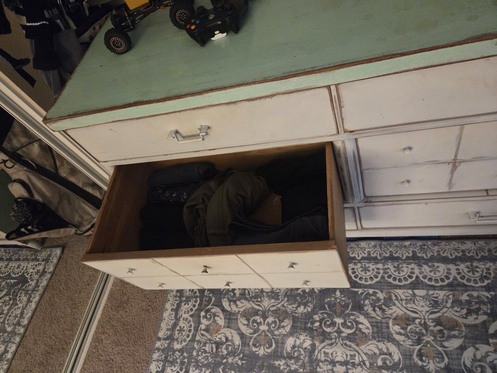 Solid Wood Vintage Dresser - Farmhouse Style