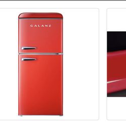 Galanz 4.0 cu. ft. Retro Mini Refrigerator with Dual Door True Freezer in Red