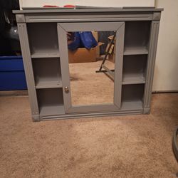 Gray Wall Cabinet With Mirror