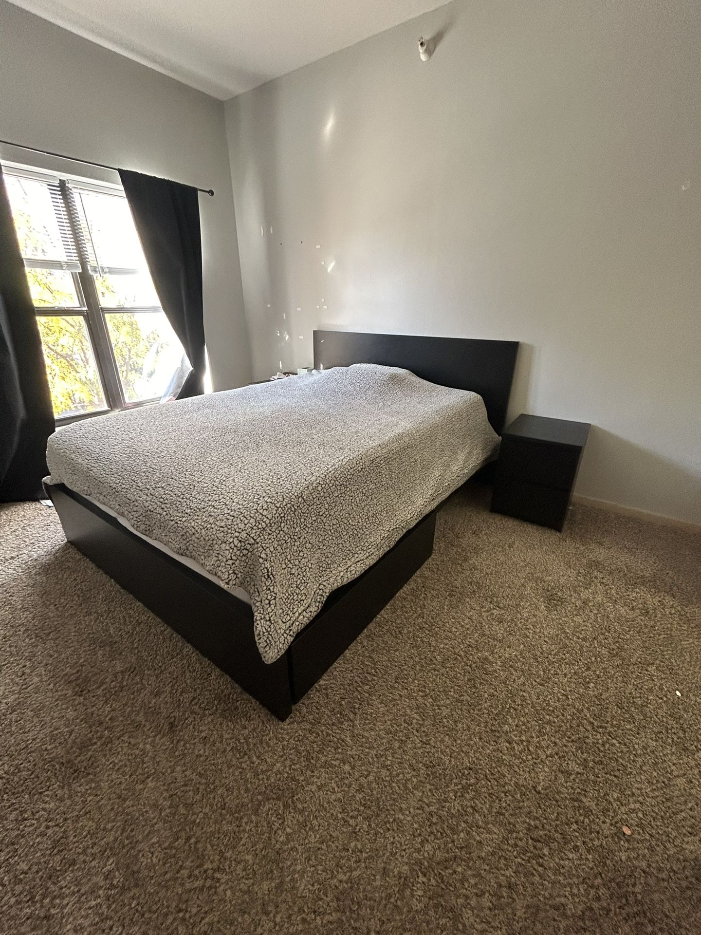 Great Sturdy Bed frame, Side Dressers, And Mattress