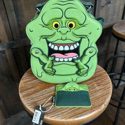 NWT Loungefly Slimer Convertible Backpack & Cardholder Set – RARE