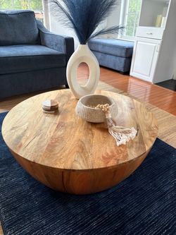 African drum Round Solid Wood Coffee Table
