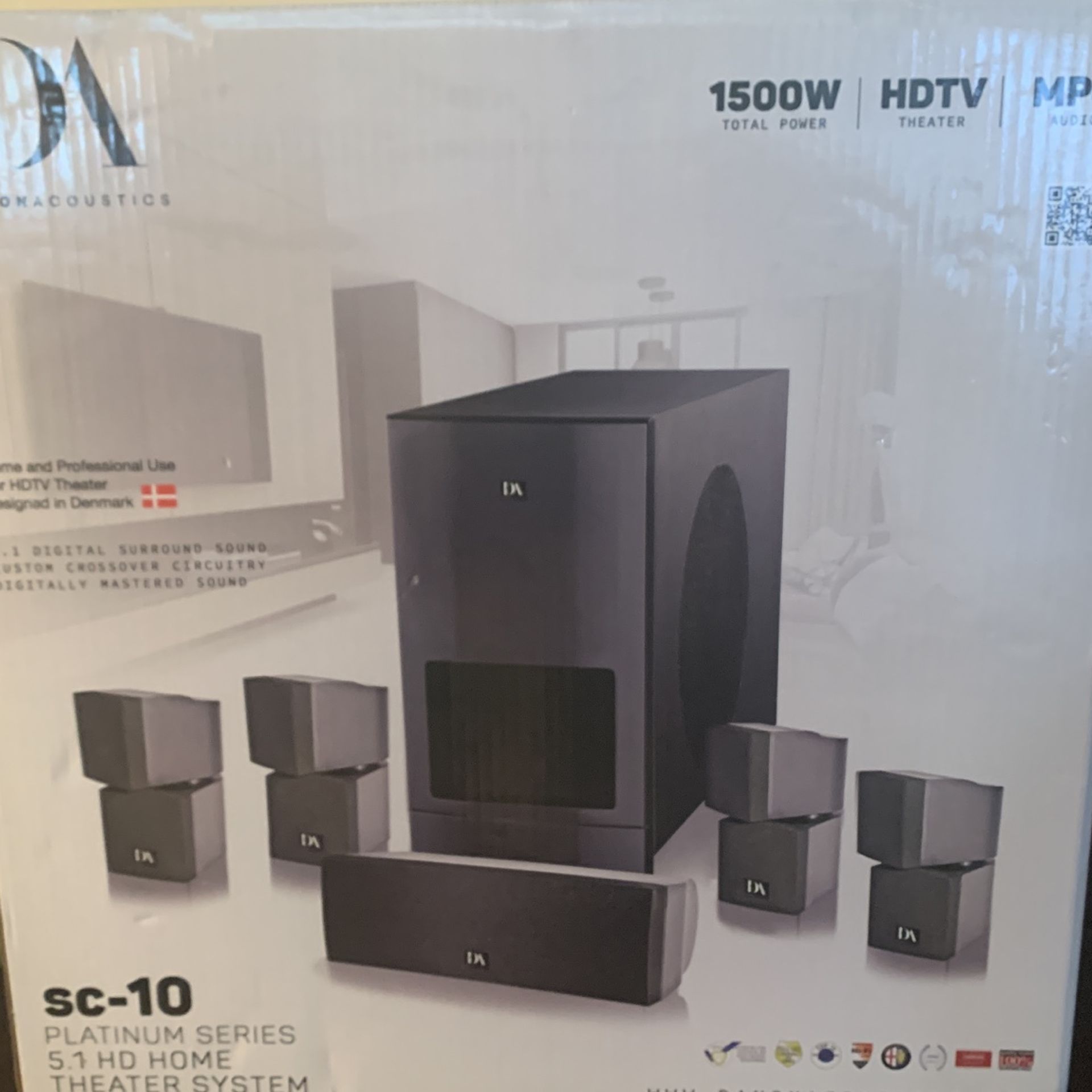 NIB Danon Acoustics SC-10 Platinum Series 5.1 HD Home Theater System 1500W HDTV