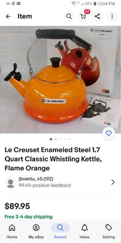 Le Creuset 1.7 Quart Enamel on Steel Whistling Tea Kettle - Flame
