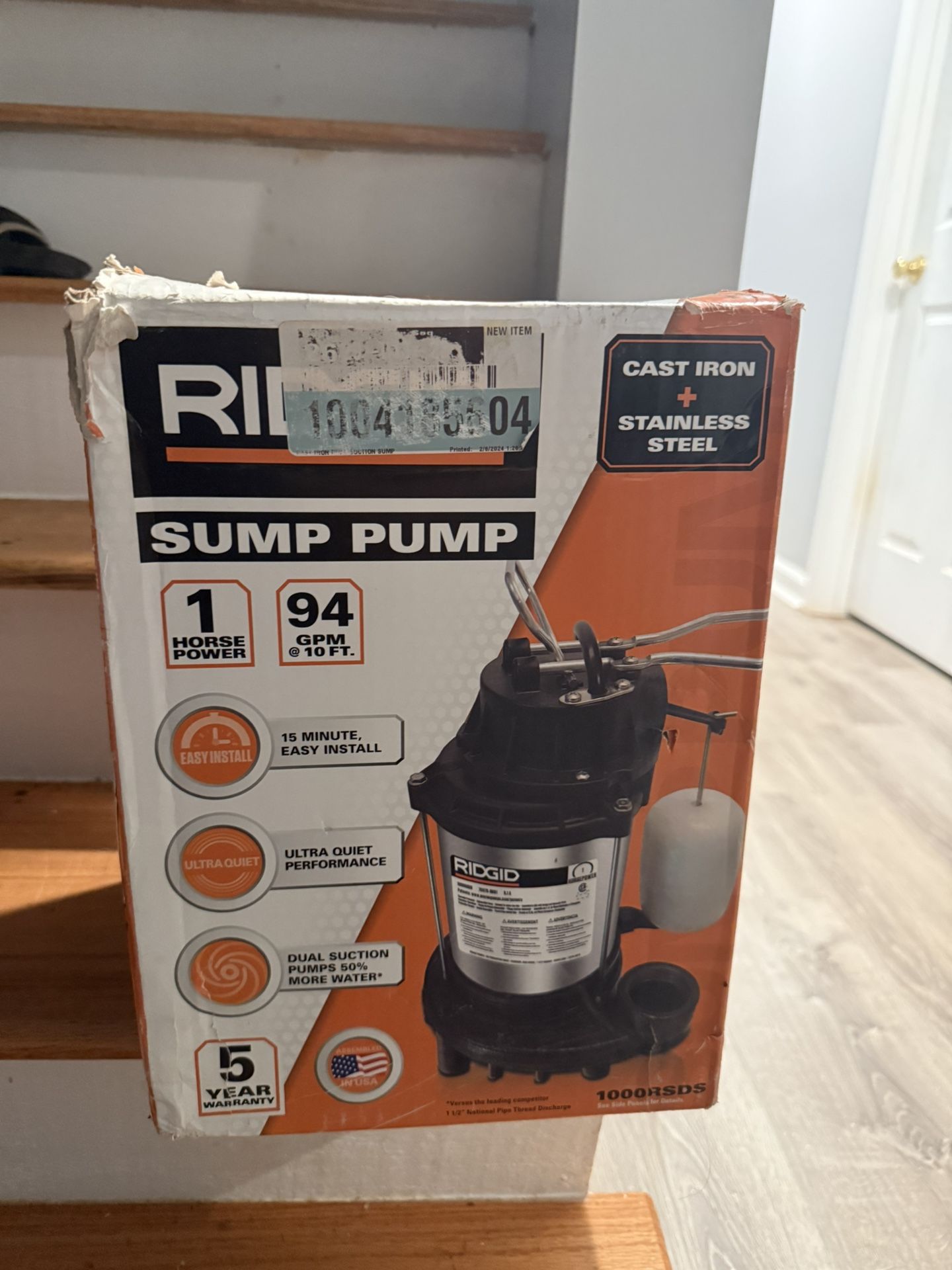 1HP Sump Pump Ridgid
