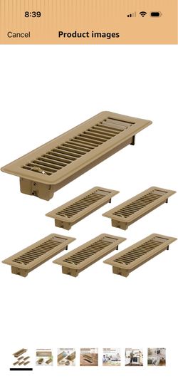 6 Pack 2" x 10" Floor Register - Heavy Duty Steel Walkable Floor Vent Covers - Easy Adjust Air Supply Lever, Vent Covers for Home Floor (Brown, 2x10 I