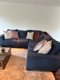 Navy Blue Fabric Sectional Sofa