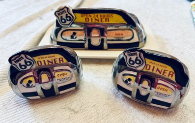 Route 66 butter dish, salt/pepper shakers