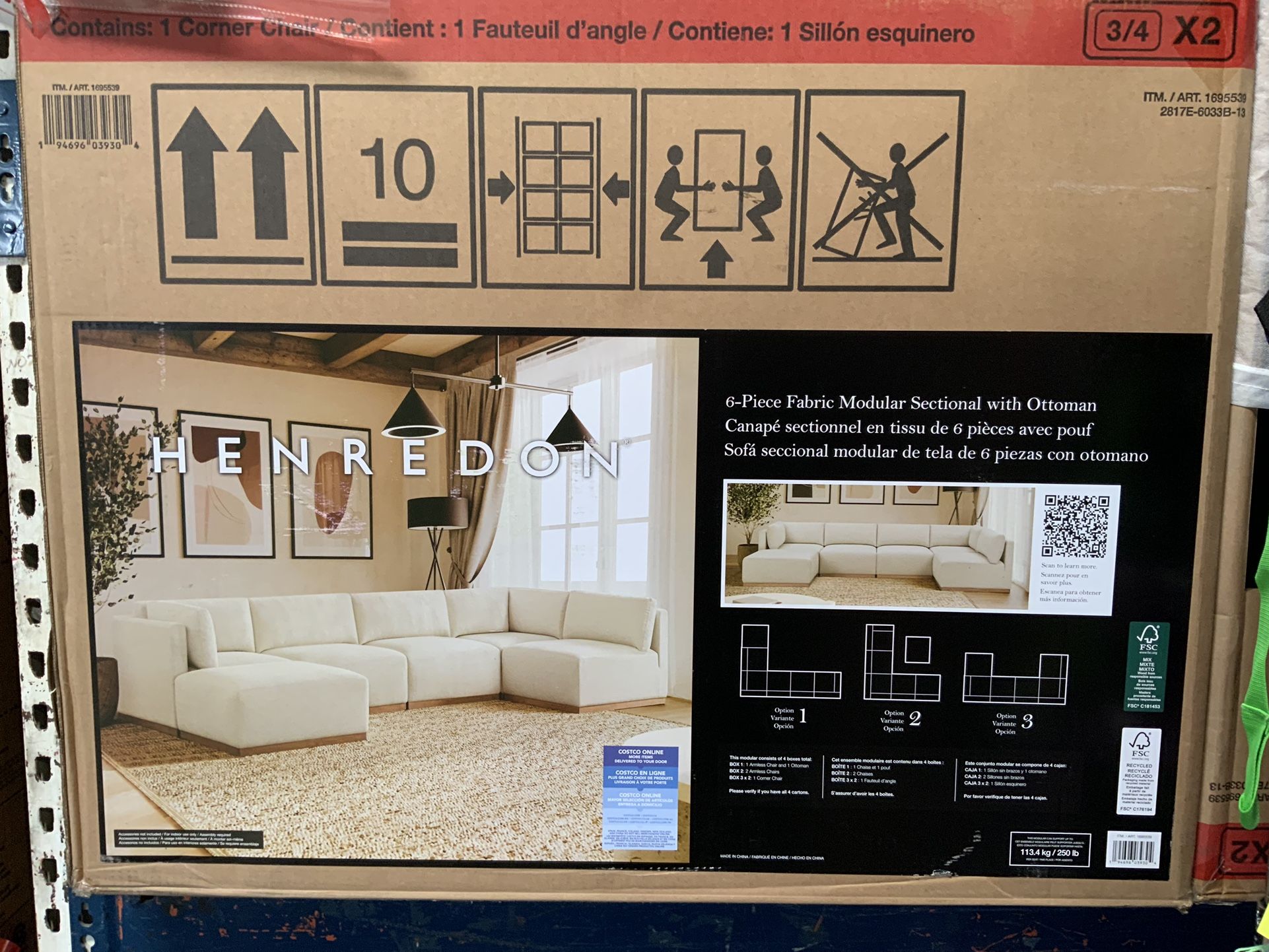 Henredon Murphy Fabric Modular Sectional with Ottoman