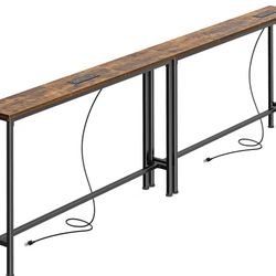 E 78.8 inch Narrow Console Table with Outlet, Sofa Tables,