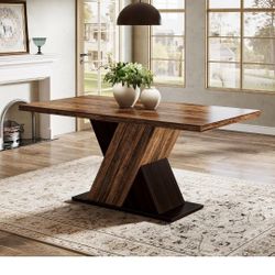 Tribesigns 55-Inch Farmhouse Dining Table for 4, Rectangle Rustic
