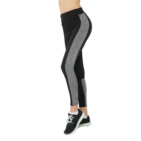 Black Leggings With Gray Strip