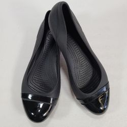 Crocs Black Cap Toe Ballerina Slip On Flats Women Size 7