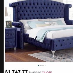 Free Delivery Blue Velvet Complete Bedroom Set Selling All Together only $2000 cash firm