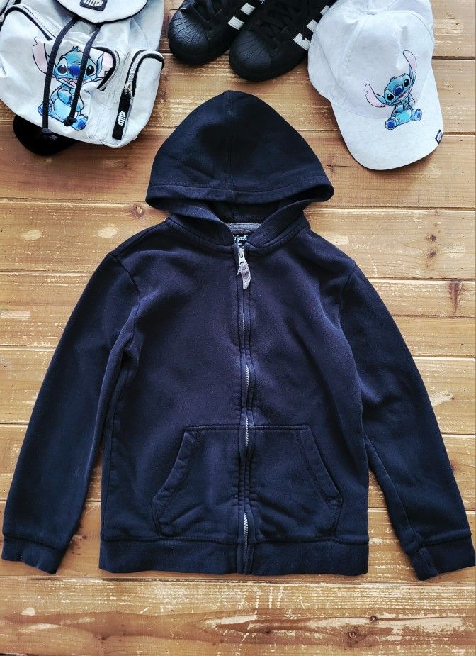 SIZE 8-10 GIRLS BLACK FRONT-ZIP HOODIE SWEATER