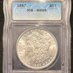 1887 Morgan Dollar ICG MS65 Silver Coin MM46