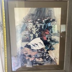 Signed BRUCE MATTESON Duck Collage Print And Frame  26x33
