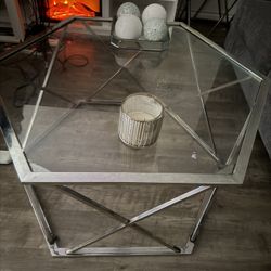 Silver Table With Two Small Tables 