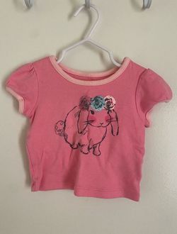 Children’s Place Baby Girl Soft Pink Bunny Short Sleeve Shirt - Size 3-6 months - Gently used