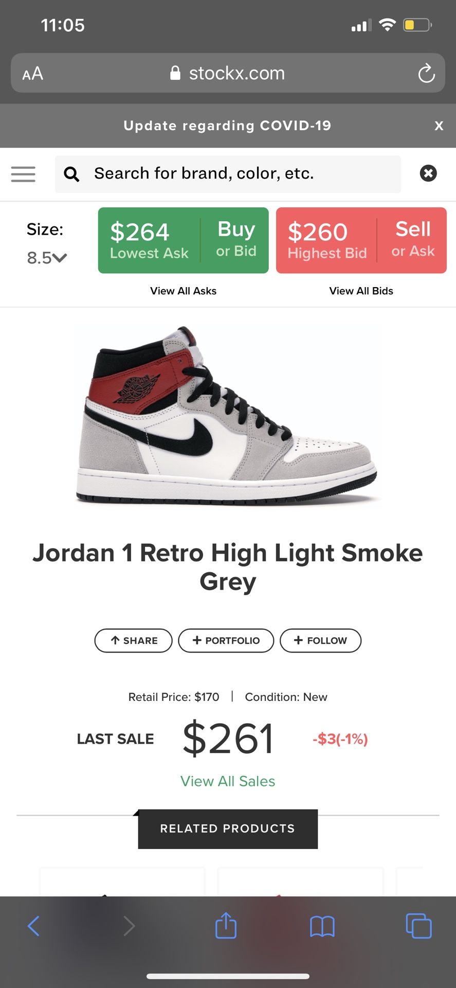 Jordan 1 Light Smoke Grey buying all sizes!! Message me