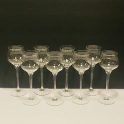 Vintage Orrefors LISA Pattern Set of 8 Crystal Liquor Glasses 5.25”.