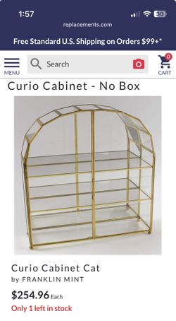 Vintage Glass Curio Cabinet With Cats 