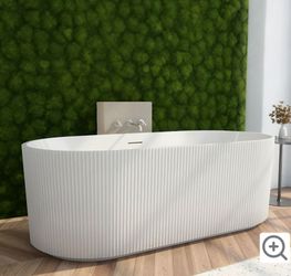 DreamLine Charisma 67" Free Standing Acrylic Soaking Tub with Center Drain, Drain Assembly, and Overflow