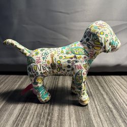 Victorias Secret VS PINK Plush Graffiti Dog Good Love Flower Rainbow 8"