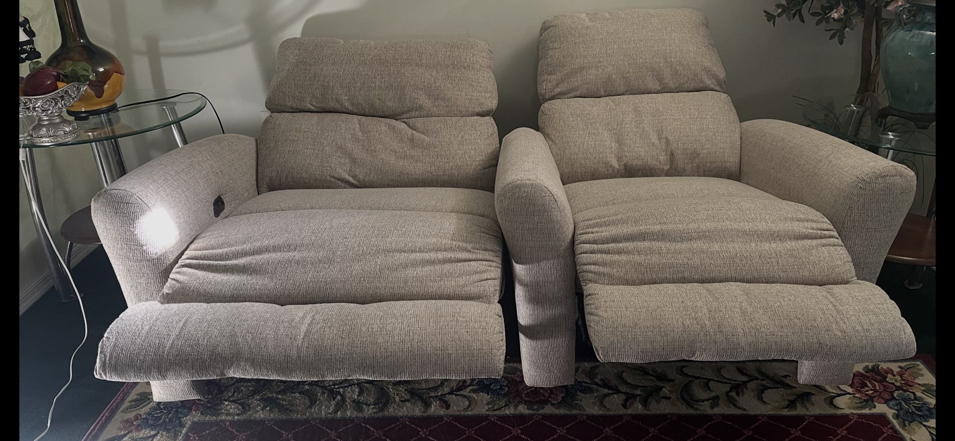 Two  Separate Reclining Chairs 
