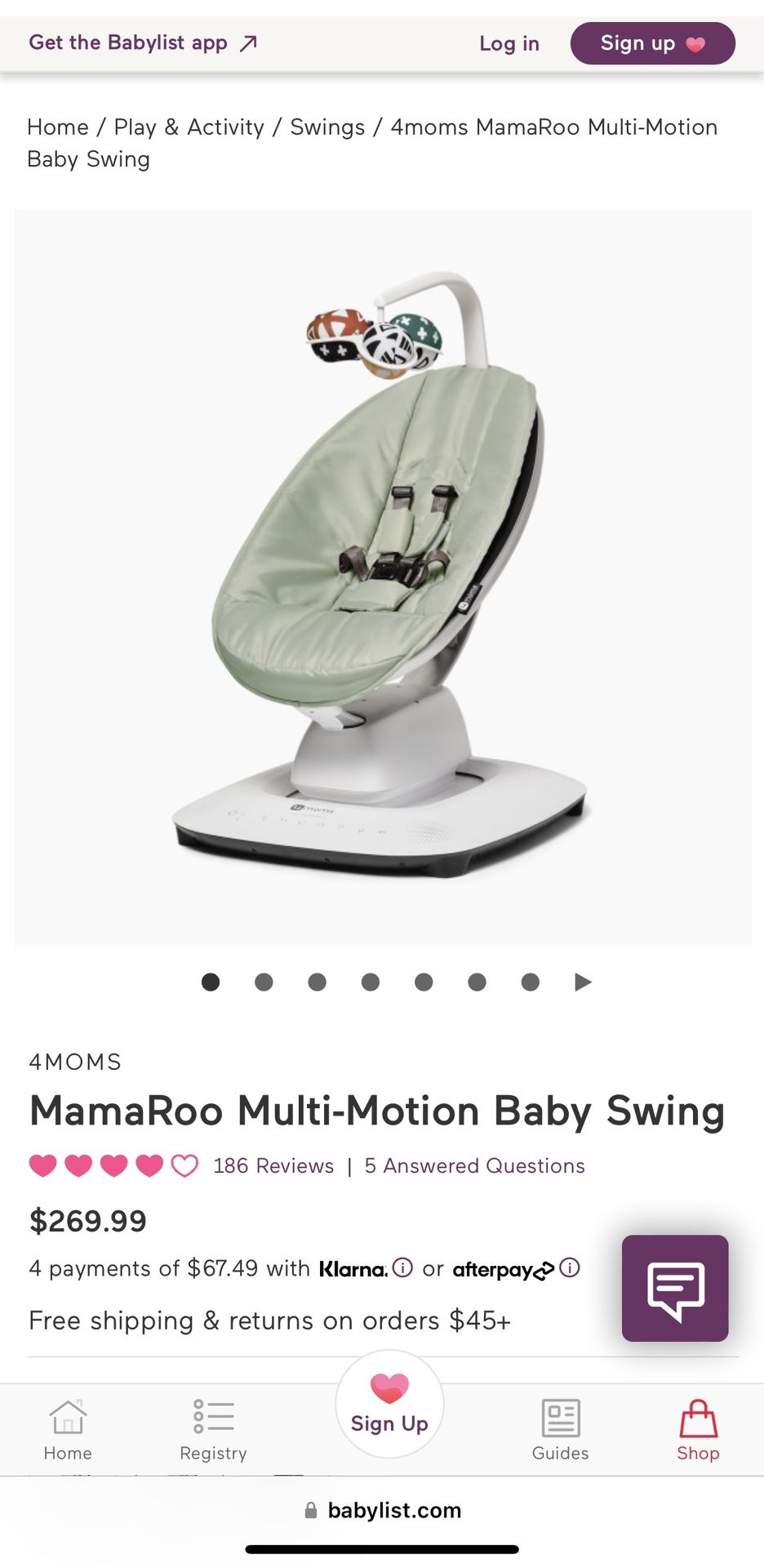 4moms Mamaru Baby Swing for Sale in Zephyrhills FL OfferUp